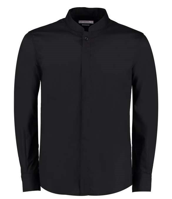 Kustom Kit Long Sleeve Tailored Mandarin Collar Shirt